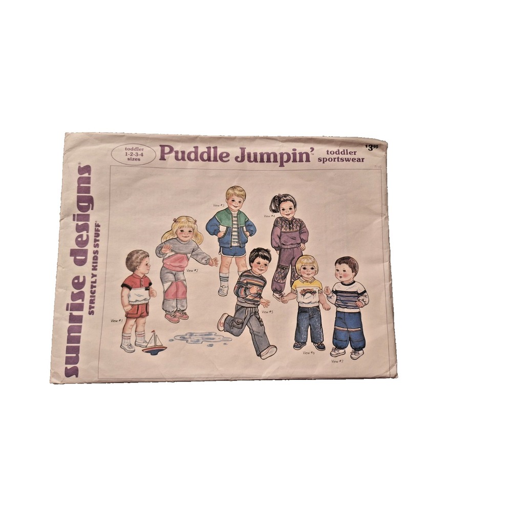 TODDLER SPORTSWEAR Puddle‎ Jumpin' SUNRISE DESIGNS Sewing Pattern UNCUT Vintage
